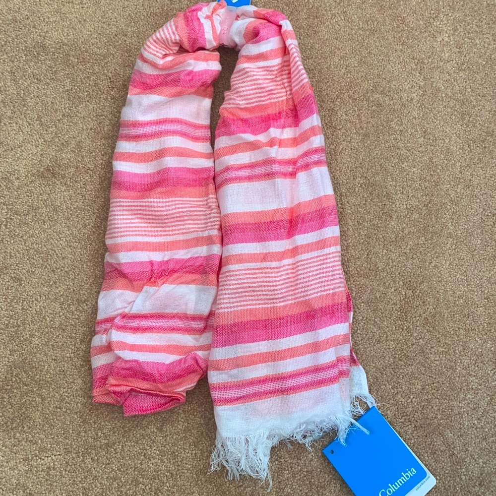 Columbia pink and white stripe scarf